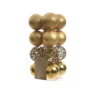 Image of Kaemingk Shatterproof Baubles (Pack Of 16) (16 x 60mm) (Light Gold) - Light Gold
