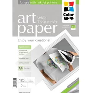 image of ColorWay Art T-Shirt transfer Paper Light 120g/m² A4 5 Sheets