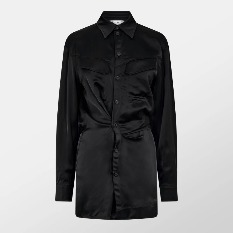 Image of Off White Womens Toybox Twist Dress, Shirt Style Black female 40