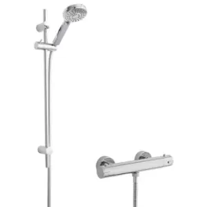 image of Hudson Reed - Minimalist Thermostatic Bar Shower Valve with Water Saving Slider Rail Kit - Chrome