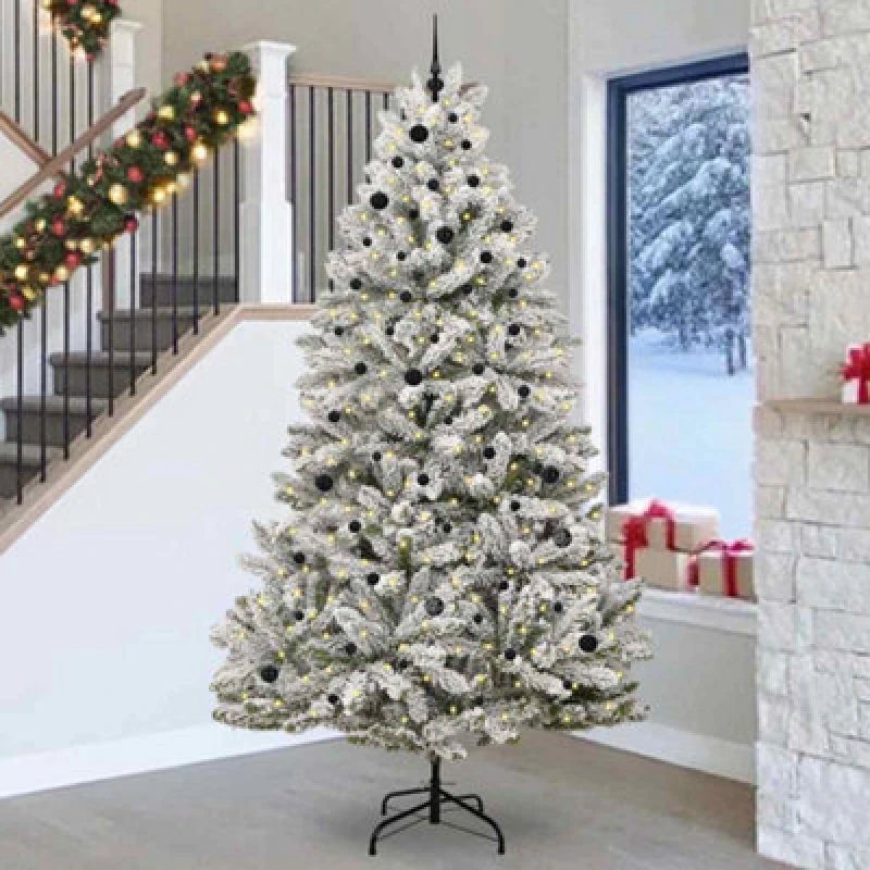 Image of Vidaxl Artificial Christmas Tree Green And White 270 Cm Pvc And Metal
