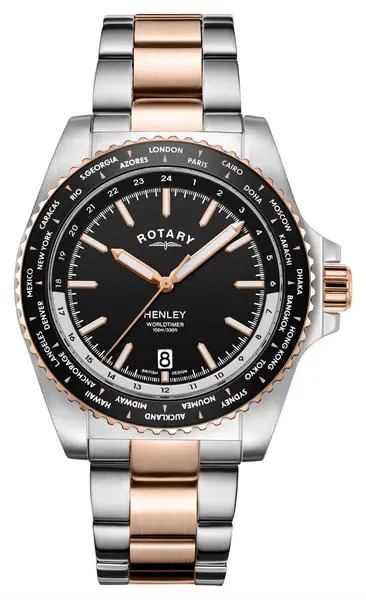 Image of Rotary GB05372/04 Henley World Time Black Dial Two Watch