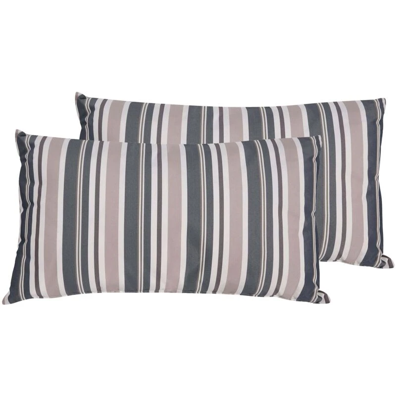 Image of Beliani Set Of 2 Outdoor Cushions Kastos Striped 40 X 70 Cm Taupe