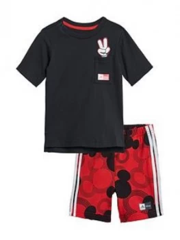 Image of Boys, adidas Infant Disney Mickey Mouse Short Set - Black/Red , Black/White, Size 0-3 Months
