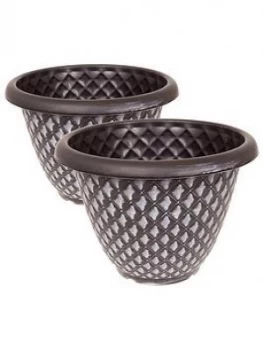 Image of Pair Of Silver Pinecone Planters - 33cm Diameter