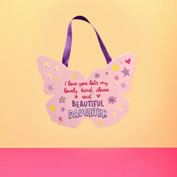 Image of Cheerful Butterfly Hanging Plaque - Daughter