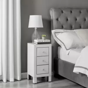 Image of Furniturebox Lexi Small Slimline White Mirrored Bedside Table with 3 Drawers
