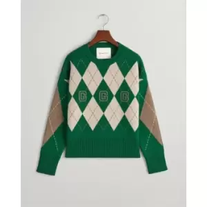 Image of Gant Superfine Argyle C-Neck Lavish Gree - Green