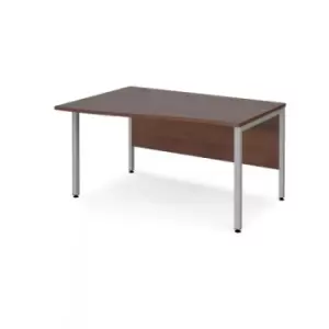 Image of Office Desk Left Hand Wave Desk 1400mm Walnut Top With Silver Frame Maestro 25 MB14WLSW