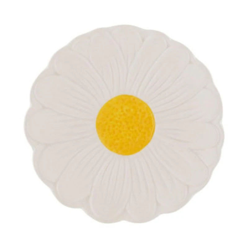 Image of Daisy Spoon Rest Utensil Kitchen Tidy Ceramic Round Hand Painted Flower Embossed