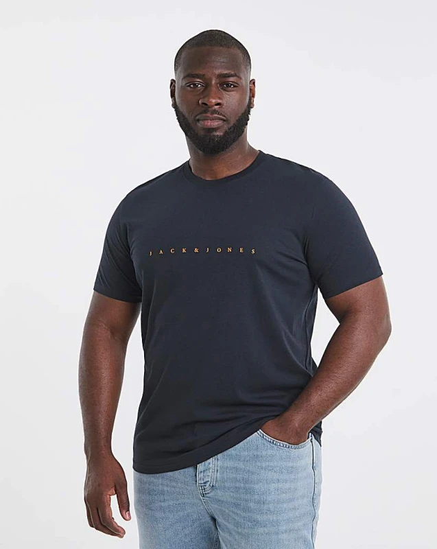 Image of jack & jones Jack & Jones Star Logo T-Shirt - Navy Dark Navy - JACK & JONES - Size: 1XL(50) Dark Navy Male 1XL(50) LM08003
