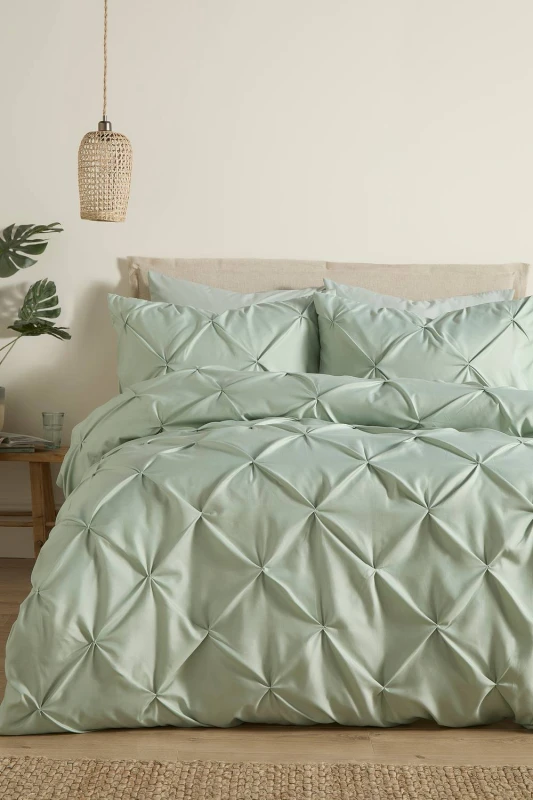 Image of Serene Lara Duvet Cover Bedding Set Steel Sage