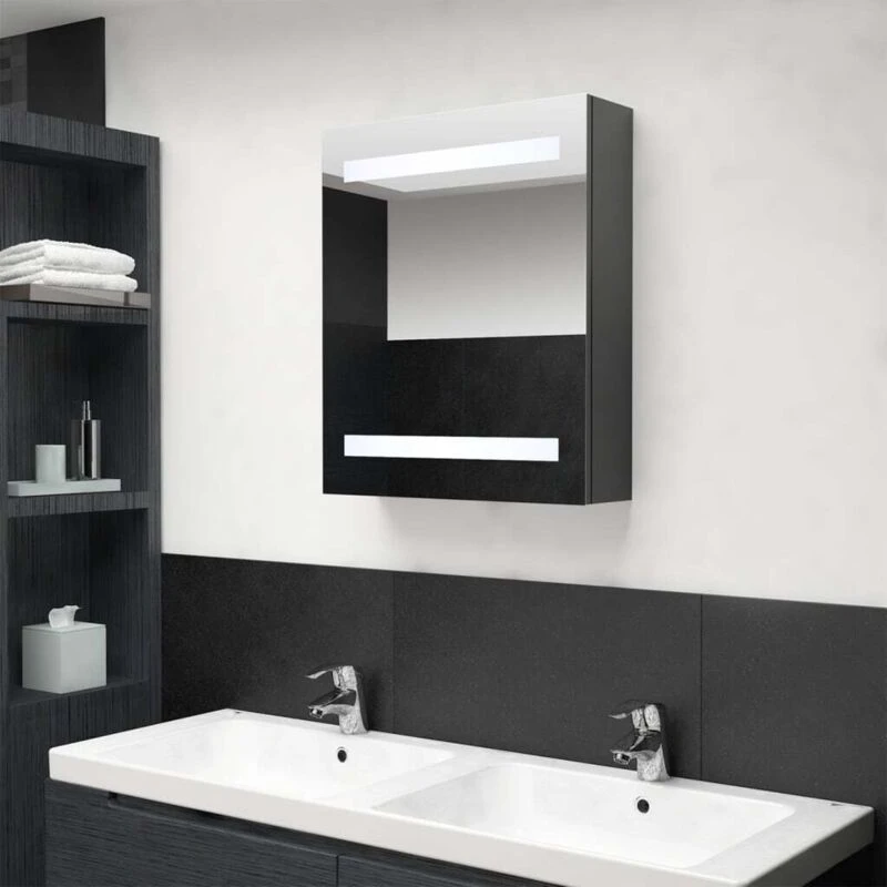 Image of VIDAXL LED Bathroom Mirror Cabinet Grey 50x14x60cm Vidaxl 8720286332450