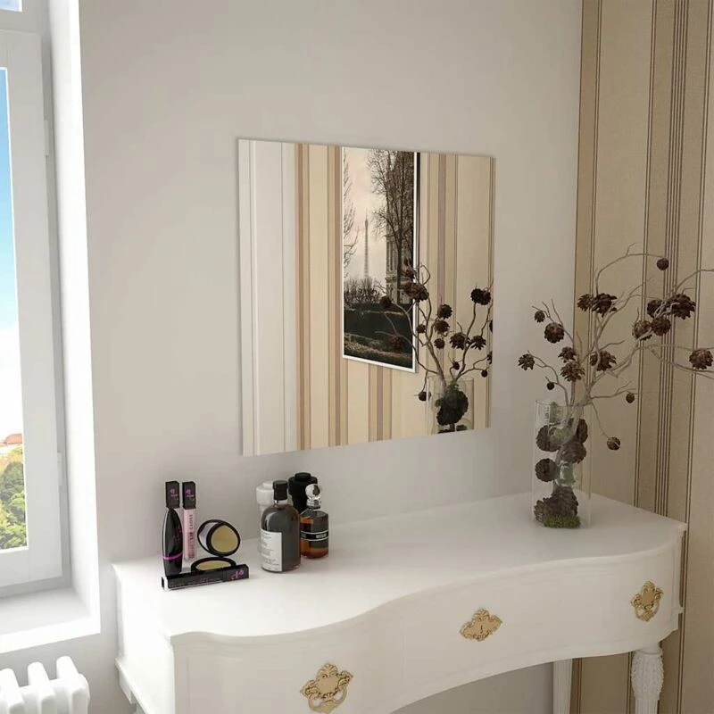 Image of vidaXL Wall Mirror 60x60cm Square Glass Bedroom Vanity Makeup Dressing Decor