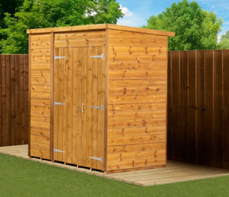 Image of Empire Sheds Empire Modular Pent 6X4 Dipped Treated Tongue And Groove Wooden Garden Shed Double Door (6' X 4' / 6ft X 4ft) (6X4)