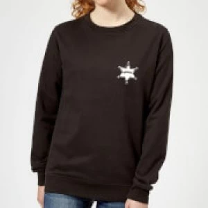 Toy Story Sheriff Woody Badge Womens Sweatshirt - Black