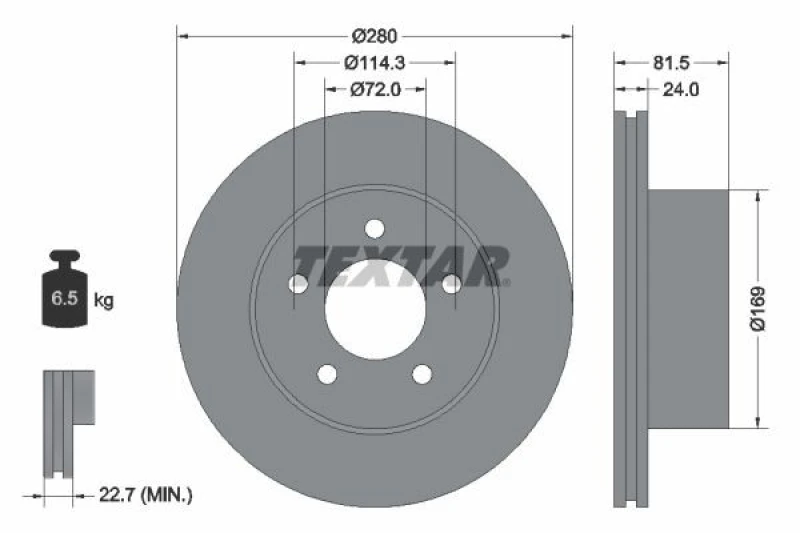 Image of Brake disc TEXTAR 92113500
