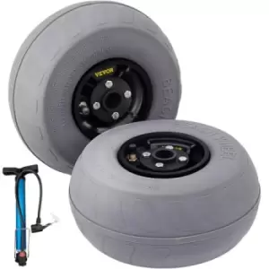 Image of VEVOR Beach Balloon Wheels, 10" Replacement Sand Tires, PVC Cart Tires for Kayak Dolly, Canoe Cart and Buggy w/ Free Air Pump, 2-Pack