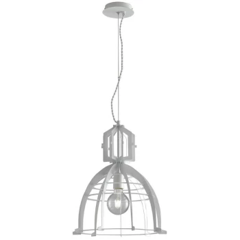 Image of Fan Europe Lighting - Fan Europe URBAN Wire Frame Pendant Ceiling Light White 40x46cm