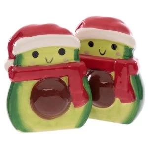 image of Christmas Avocado Ceramic Salt and Pepper Set