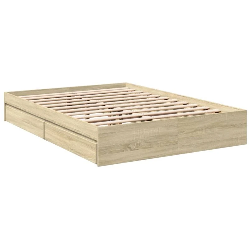 Image of VIDAXL Bed Frame with Drawers without Mattress Sonoma Oak 140x200cm Vidaxl 3280659