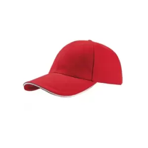 Image of Atlantis Liberty Sandwich Heavy Brush Cotton 6 Panel Cap (One Size) (Red)