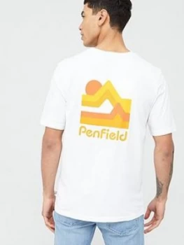 Image of Penfield Wallpole Chest Logo & Back Print T-Shirt - White, Size S, Men