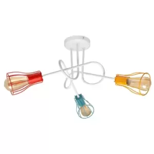 image of Oxford Multi Arm Semi Flush Ceiling Light White, Orange, Red, Turquoise 64cm