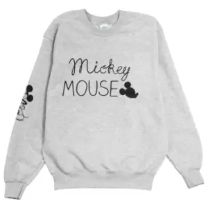 Image of Disney Womens/Ladies Mickey Mouse Sleeved Boyfriend Sweatshirt (XL) (Heather Grey)