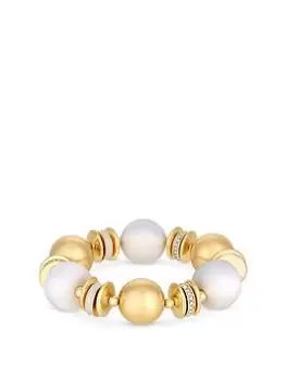 image of Mood Gold Crystal And White Thread Wrapped Stacker Bracelet