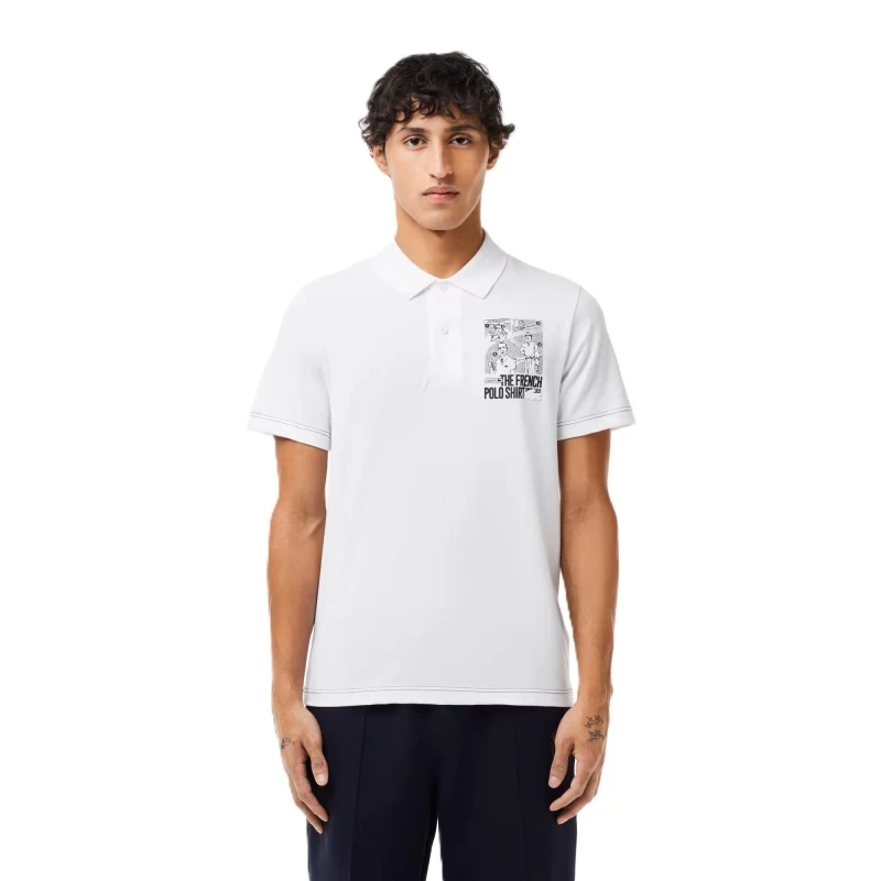 Image of Lacoste Mens Short-Sleeve Polo Shirt White male XS