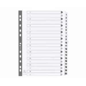 Image of Exacompta Mylar Dividers 1-20 A4 160gsm Pack of 15, white