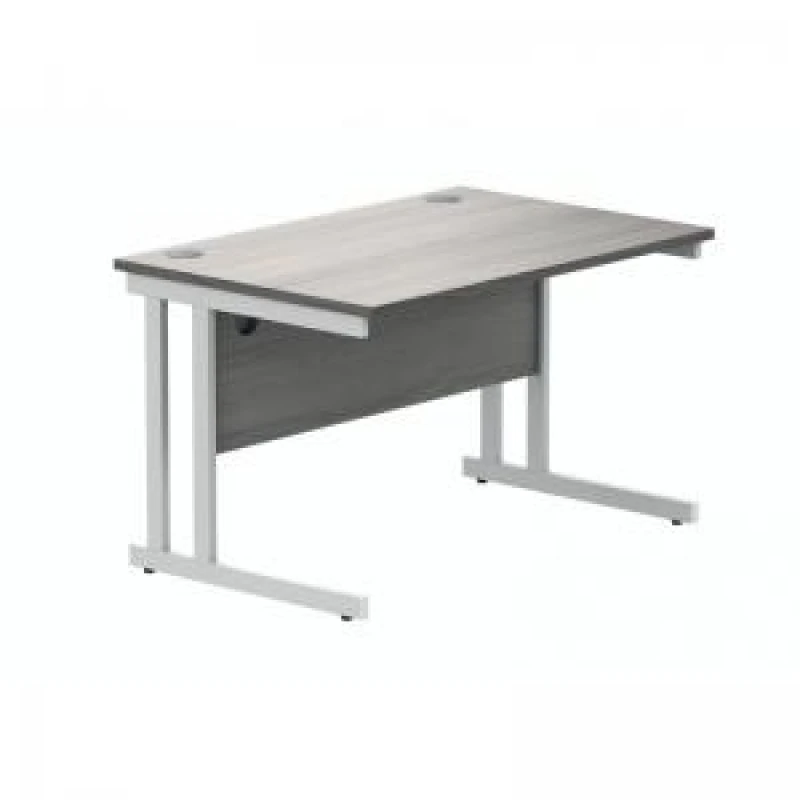 Image of Polaris Rectangular Double Upright Cantilever Desk 1200x800x730mm Alaskan Grey Oak/White KF822610