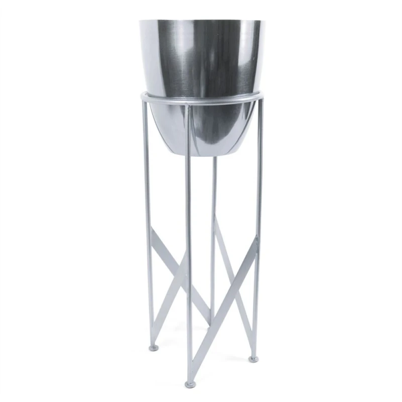 Image of Leaf 55cm Silver Planter with Matching Stand Silver unisex