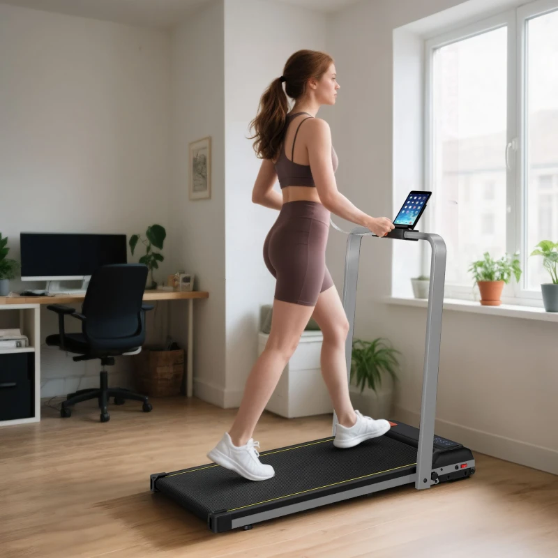 Image of SPORTNOW Folding Treadmill Under Desk Walking Pad with Incline, Silver Tone, Silver A90-394V70SR