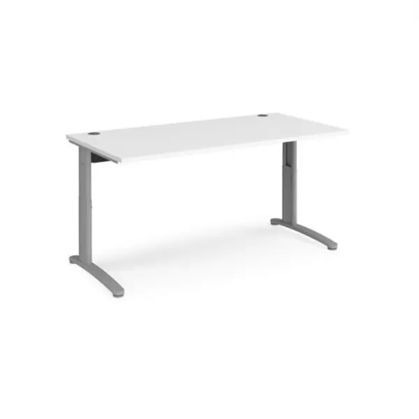 Image of TR10 Office Desk Wheelchair Friendly Rectangular Desk 1600mm White Tops With Silver Frames TR10 White THS16SWH