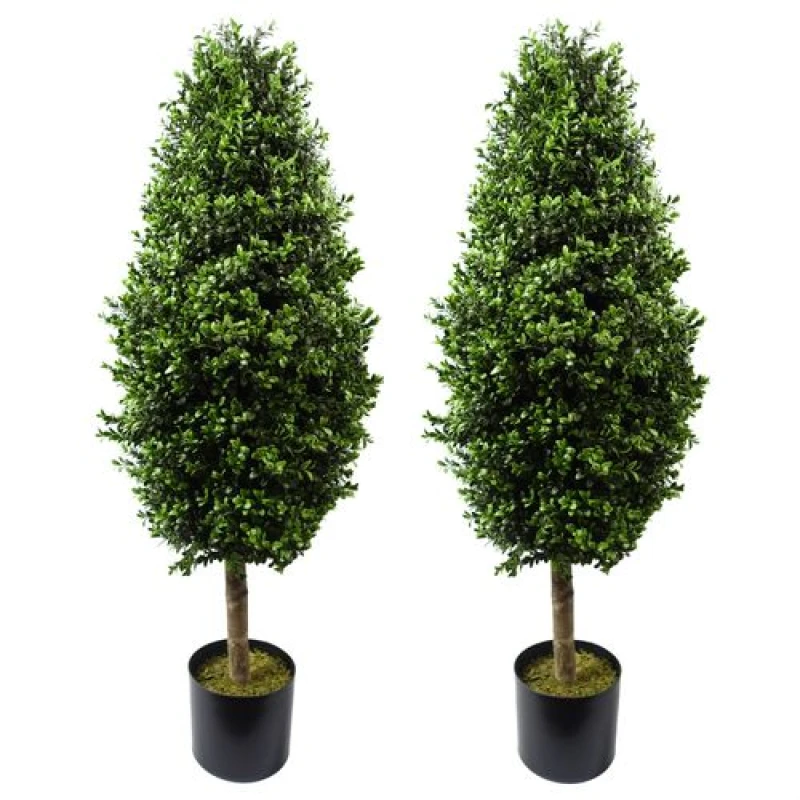 Image of Leaf 120cm Pair of Buxus Ball Cone Artificial Tree UV Resistant Outdoor