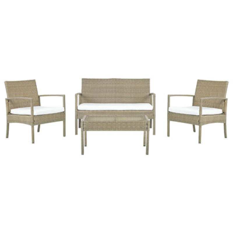 Image of Beliani 4 Seater Pe Rattan Garden Sofa Set Light Brown Marsala