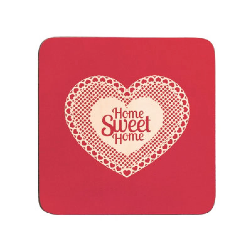 Image of Premier Housewares Set Of Four Home Sweet Home Cork Coasters Red