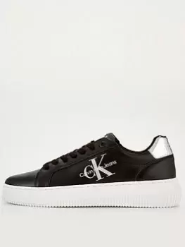 Image of Calvin Klein Jeans Leather Chunky Cupsole Lace Trainers - Black, Size 37, Women