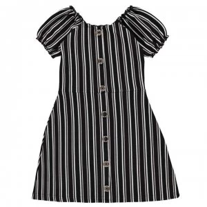 image of Firetrap Rib Dress Junior Girls - Black Stripe