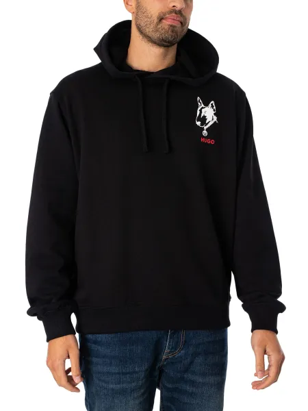 Image of HUGO Dammico Pullover Hoodie Black M