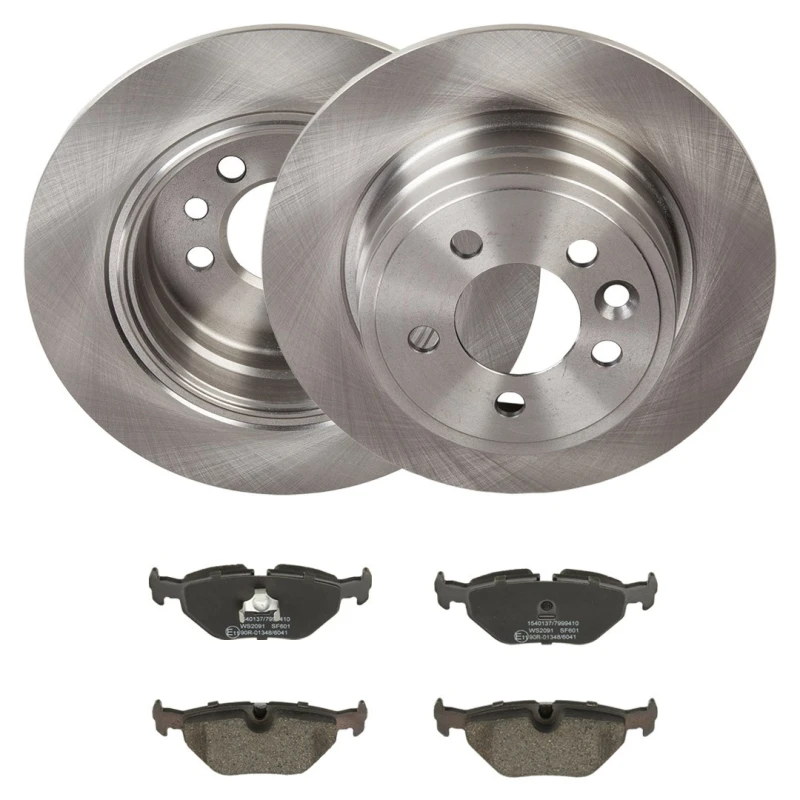 Image of RIDEX 3405B3337 Brake disc and pads set Rear Axle, Brake Disc Type: Solid, excl. wear warning contact Brake Set,disc brakes (3405)
