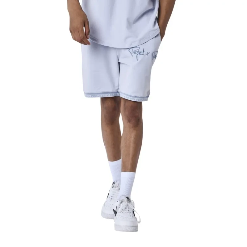 Image of Project X Paris Embroidered logo shorts Project X Paris Bleu Male S 2340019_FBFB2