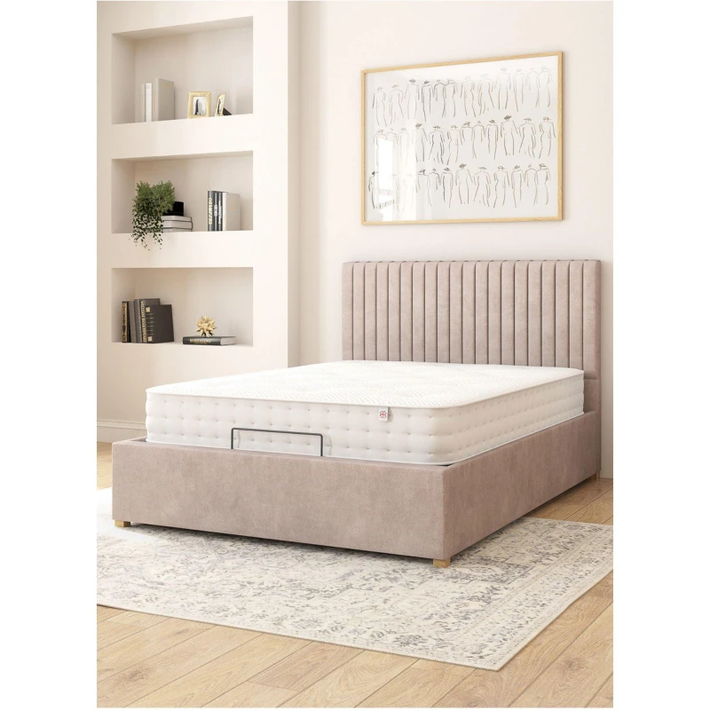 Image of Aspire Grant Adjustable Bed & Mattress Plush Velvet Fabr Silver unisex Super King