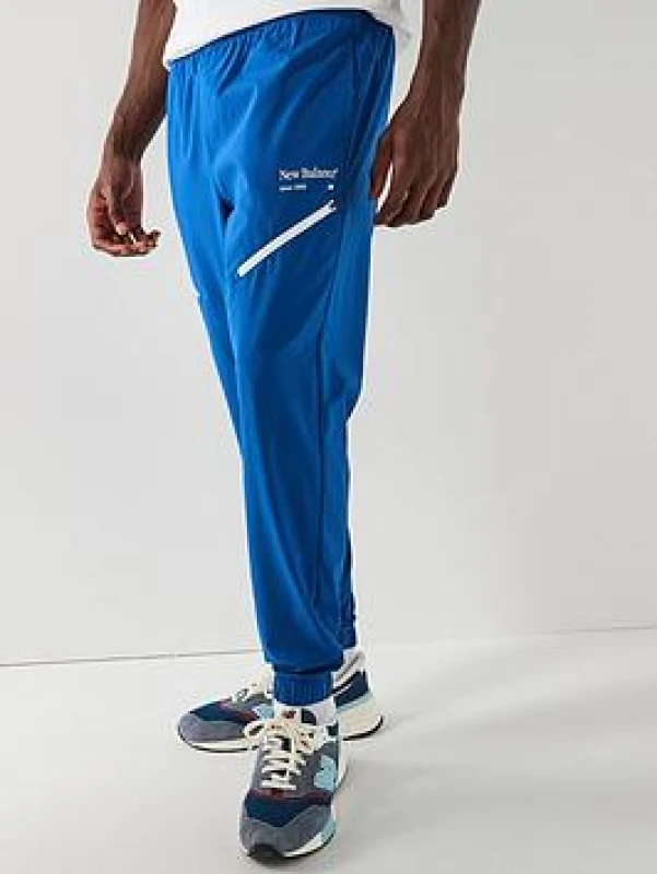 Image of New Balance Mens Closed Hem Woven Joggers - Blue Male XL
