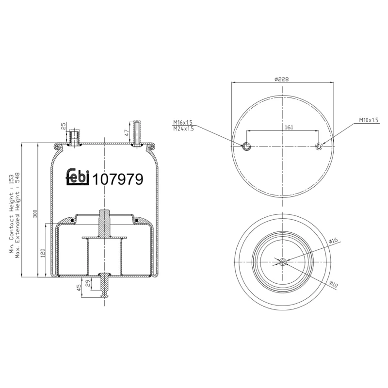 Image of FEBI BILSTEIN 107979 Boot, air suspension non-steered leading axle Boot,air suspension (324)