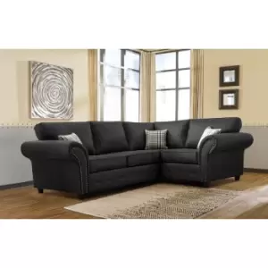 Image of Oakana Luxury Leather RHF Corner Sofa - Black - Black