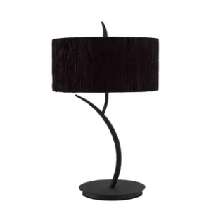 Image of Eve Table Lamp 2 Light E27 Large, Anthracite with Black Round Shade