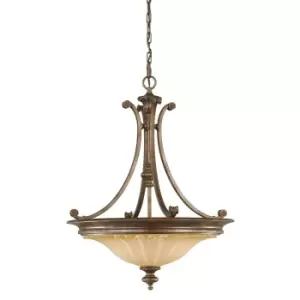 Image of 3 Bulb Chandelier Light Excavation Glass Uplighter British Bronze LED E27 60W